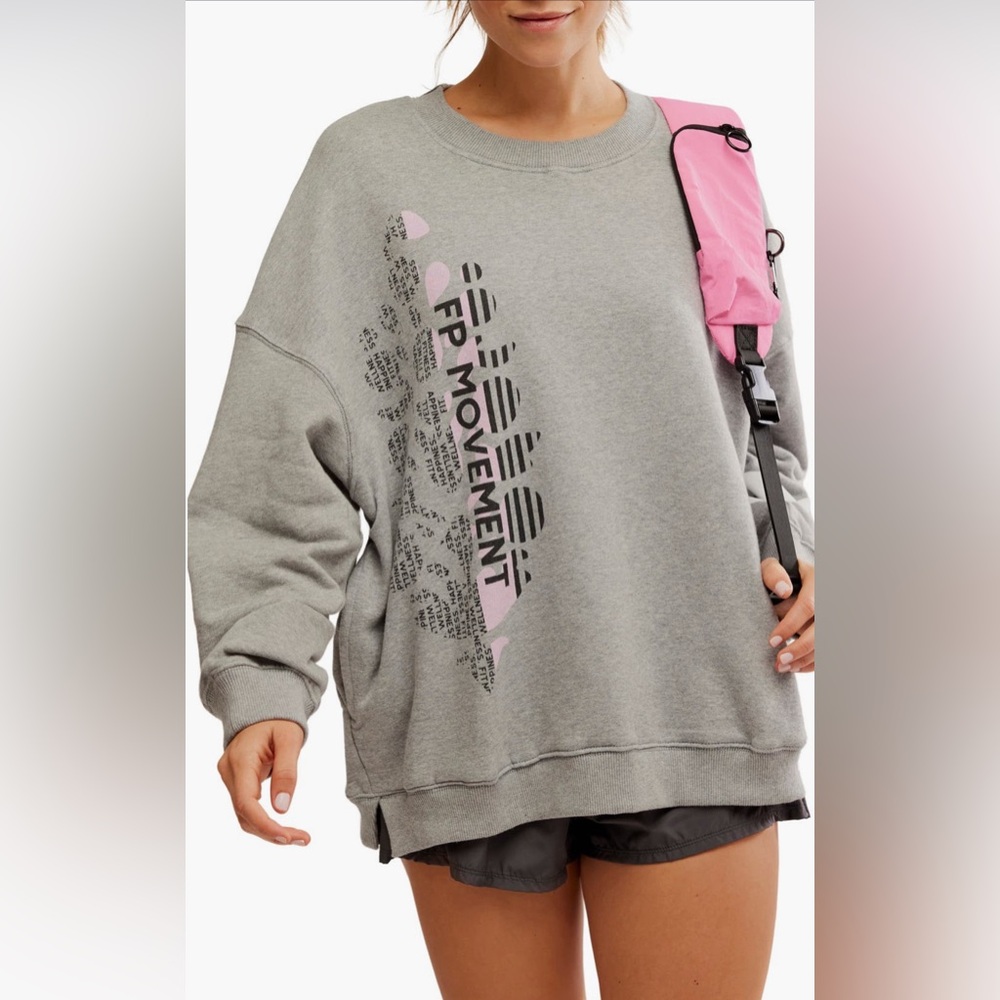 Free People Movement All Star Buti Logo Pullover. NWT. Gray